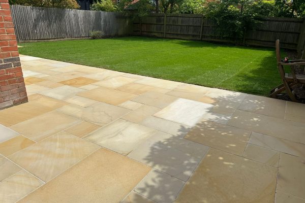 Honed Indian sandstone fossil mint patio