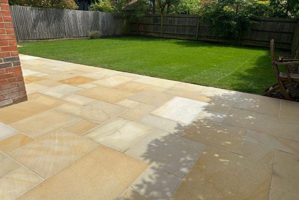 Honed Indian sandstone fossil mint patio