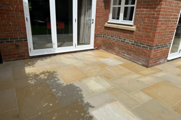 new Indian sandstone patio napsbury park